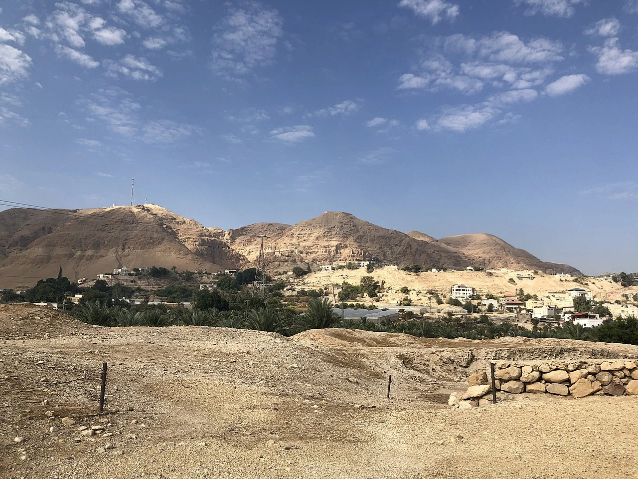 Jericho buildings and palms beyond the foreground of Tell es-Sultan